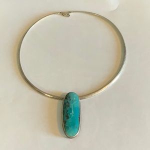 Vintage Turquoise Pendant & 2 Sterling Silver Chains